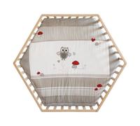 roba parc 'Adam & Hibou' - parc hexagonal/hexagone - parc de jeu sécurisé avec tapis de protection - mobile grâce aux roulettes - bois naturel