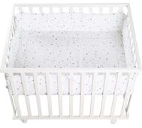 Roba Parc Bébé 100x75 Cm + Tour De Parc "Sternenzauber" Imprimé Étoiles + 4 Roues - Bois Blanc Blanc