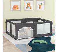Parc simple 2 portes Gris foncé Tissu Oxford - Barrières de Sécurité & Accessoires FR4392542 1parcel
