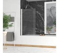 Pare baignoire Rabattable 80x140cm - Profilé Blanc - Verre Trempé Ondulé 5mm - WAVY