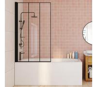 IDMarket – Pare baignoire 1 volet 80x140 cm sérigraphié effet verrière profilé aluminium noir