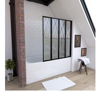 Pare baignoire 4 volets pivotants - profiles noir mat - verre transparent 4mm - TETRA BLACK