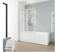 Pare baignoire 70 - 118 x 140 cm, coulissant et rabattable, paroi de baignoire extensible 2 volets, verre transparent, Schulte