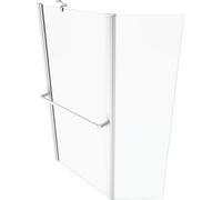 Pare Baignoire Avec Volet Pivotant 130X105Cm Profile Aluminium Laque Blanc Et Verre Transparent