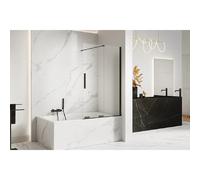 Pare-baignoire coulissant,4 volets CANARIES,couleur:noir, largeur: 140 cm
