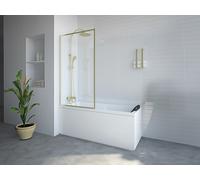 Pare baignoire doré style art déco - 80 x 140 cm - Verre trempé - BRADENTON