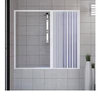 Pare baignoire douche en Plastique PVC - Nina Latérale - 140cm - Blanc Mat - Pivotant pliant