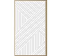 Pare baignoire pivotant 140x80 cm HINATA - style Japandi géométrique - Cadre effet bois - Verre 5 mm
