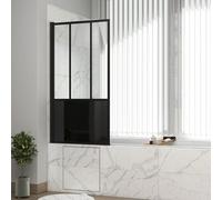 Pare Baignoire Pivotant 140x80cm Type Industriel - Profilé Noir Mat - Verre Trempé - GLASSY SCREEN