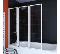 Pare baignoire Pivotant 3 Volets Blanc - 125x143 cm - Verre Trempé 4 mm - ZAGGY WHITE