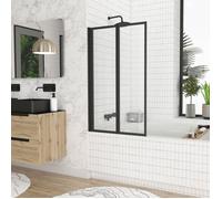 Pare baignoire Pivotant 70x120cm - 2 Volets Noir Mat - Verre Trempé 4mm - DUPLO