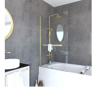 Pare baignoire Pivotant avec Porte-Serviette 85x150cm - Or Doré Brossé - Verre 6mm - TSHAPE GOLDY