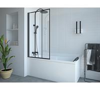 Pare-baignoire pivotant noir mat look atelier - 80 x 140 cm - DOLANA