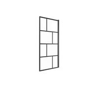 Vente-unique - Pare baignoire pivotant style industriel - 70 x 140 cm - Noir mat - Verre - RIVANON