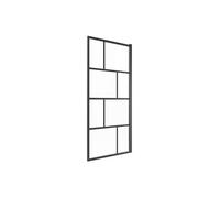 Vente-unique - Pare baignoire pivotant style industriel - 70 x 140 cm - Noir mat - Verre - RIVANON