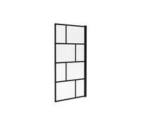 Pare baignoire pivotant style industriel - 80 x 140 cm - Noir mat - Verre - RIVANON