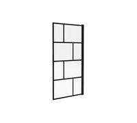 Pare baignoire pivotant style industriel - 90 x 140 cm - Noir mat - Verre - RIVANON