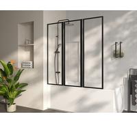 Pare baignoire pliant en métal style atelier - Noir mat - 100 x 140 cm - DISTRICT