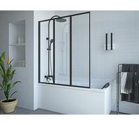 Pare baignoire pliant en métal style atelier - Noir mat - 120 x 140 cm - DISTRICT