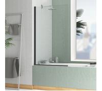 Pare baignoire Rabattable 80x140cm - Profilé Noir Mat - Verre Trempé 4mm - ELEMENTARY