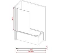 Pare baignoire Rabattable 80x140cm - Profilé Or Doré Brossé - Verre Trempé 4mm - ELEMENTARY