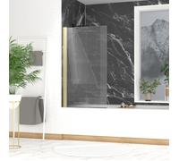 Pare baignoire Rabattable 80x140cm - Profilé Or Doré Brossé - Verre Trempé Ondulé 5mm - WAVY