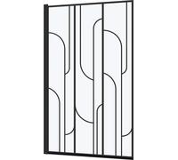 Pare baignoire rabattable 80x140cm Sérigraphie Art Déco Arrondie Noire mate