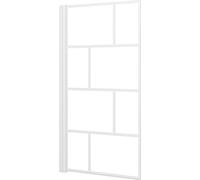 Pare Baignoire Rabattable 80x140cm - Sérigraphie Briques Blanches - Verre Trempé 4mm
