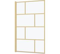 Pare baignoire rabattable 80x140cm Sérigraphie type Briques - Or Doré Brossé - GOLDY BLOCKS