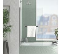Pare baignoire Rabattable avec porte-serviette 70x120 cm - Profilé Chromé - Verre 4 mm