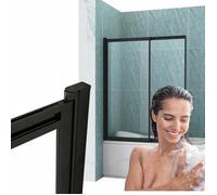 Pare-baignoire Rabattable SILLA SPENCER - 120x150 cm - Paroi de baignoire Noir
