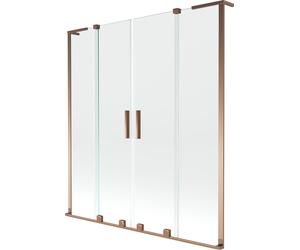 Pare-douche à deux panneaux coulissants Mexen Velar L Duo, 150 x 150 cm, transparent, or rose - 896-150-003-02-60