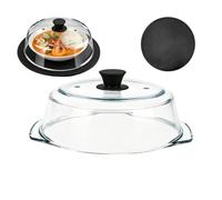 Pare-Éclaboussures Pour Micro-ondes - Couvre-Plat Verre Trempé - Cloche Cuiseur Vapeur Réutilisable - Protection Anti-Projections Avec Poignée Silicone Ventilée Double Trou Aération Four Assiette
