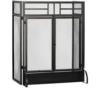 Pare-étincelles - HOMCOM - grille protection cheminée pare-feu sécurité 3 volets pliables - métal - noir