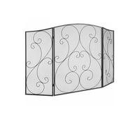 Pare-feu Cheminée 3 Panneaux, Grille Protection Fer Robuste 121,9x76,7 cm, Autoportant, pour Salon Noir
