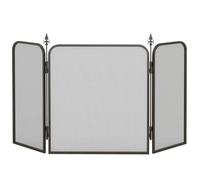 HOMCOM Pare feu cheminée Pliable 3 Panneaux Métal 96l x 1,3P x 56H cm Noir | Pare-Étincelles Cheminée, Grille de Protection en Maille de Métal, Décor en Forme de Flèche