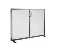 Pare-feu de Cheminée 1 Panneau Grille de Protection de Cheminée en Fer 99x78 cm Robuste avec Porte Pare-étincelles Autoportant Ins