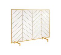 Pare-feu de Cheminée 1 Panneau Grille de Protection de Cheminée Fer 98x75,8 cm Robuste avec Porte Pare-étincelles Autoportant Inst