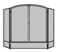 HOMCOM Pare-feu de Cheminée Pliable 3 Panneaux 2 Portes 122x10x75cm Noir