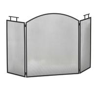 HOMCOM Pare-feu pour Cheminée ou Poêle 110 x 24 x 76,5 cm Acier Métal Noir | Pare-étincelles, 3 Volets Pliables
