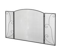 HOMCOM Pare-feu pour cheminée ou poêle Pare-étincelles 132,5Lx76,5H cm Noir | Design Élégant, 3 Volets Pliables, Acier Métal