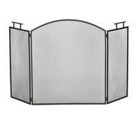Pare-feu pour cheminée ou poêle - Pare-étincelles 3 Volets Pliables - dim. 110l x 24P x 76 5H cm - Acier métal Noir