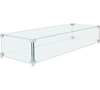 Pare-vent pour foyer - Pare-flamme Rehausse en verre - 965x267x152 mm - 0,762 cm d'épaisseur - Protection extérieure