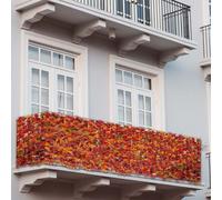 Pare-Vue De Balcon N77, Pare-Vue Pare-Vent 300x150cm Érable Rouge-Jaune Multicolore