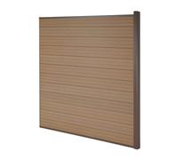 Pare-Vue En Wpc Sarthe, Clôture Coupe-Vent, Poteaux En Aluminium Élément D'extension, 1,85m Teck Marron