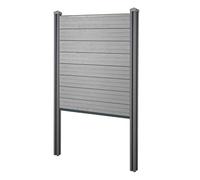 Pare-vue en WPC Sarthe, clôture pare-vent, poteaux WPC à sceller ~ élément de base étroit, 105cm gris