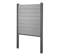Pare-vue en WPC Sarthe, clôture pare-vent, poteaux WPC à sceller ~ élément de base étroit, 105cm gris