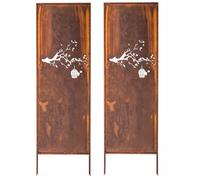Pare-vue métal lot de 2 160 x 50 cm déco jardin ajouré rouille noble Rostopt