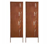 Pare-vue métal lot de 2 160 x 50 cm déco jardin rouille noble rostotique arbuste