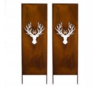 Kapaga - Paravent Métal 2x - 160 cm x 50 cm - Corten - Effet Rouillé Paravent pour Jardin - Élément de Paravent - Mur de Protection - Décoration de Jardin - Clôture - Rouille (Monstera)